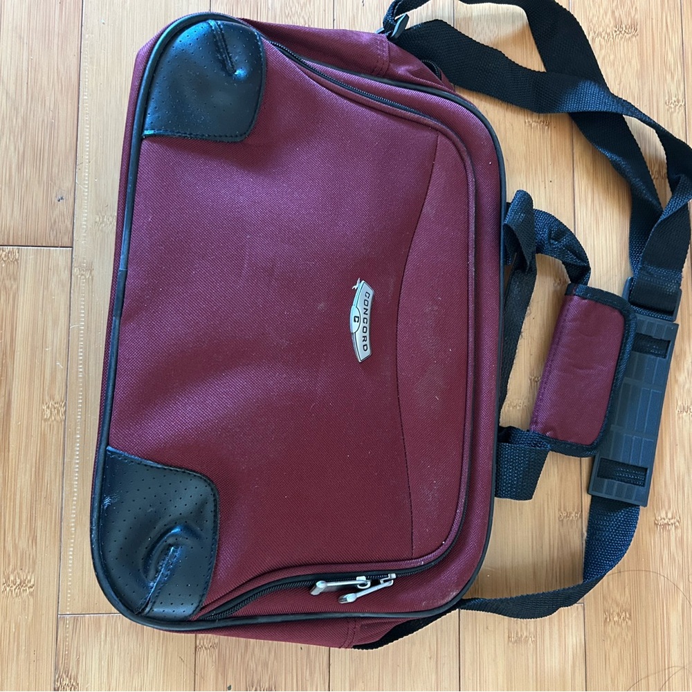Burgundy Messenger Bag By Concord with Adjustable Strap